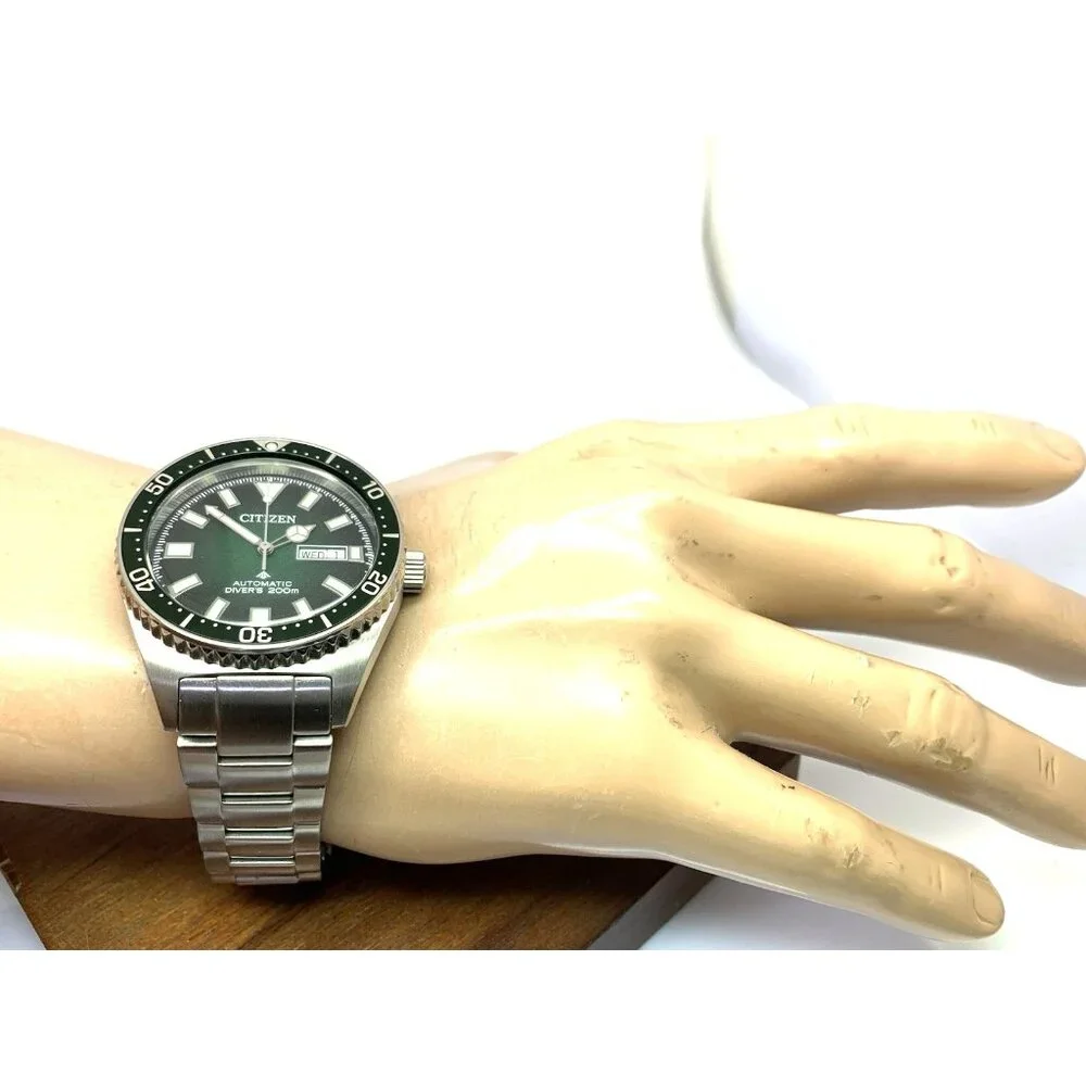 Citizen Men's Watch NY0121-50X Promaster Automatic Diver Green Dial Steel 41mm